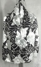 Vintage Black and White Burn-Out Floral Print Rectangular Scarf 57" x 13" READ