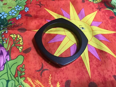 Bakelit Armreif Bracelet Schwarz Eckig   1960er USA   Eye Candy New York