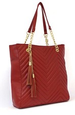 Women's Large Tote Shoulder Handbag Chain Strap Faux Leather Soft Quilted Design