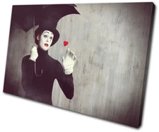 Surrealism Mime Artist Umbrella Fantasy SINGLE CANVAS WALL ART Picture Print