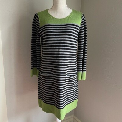 Eliza J Dress Women's M Stripe Green Black Knit Midi Long