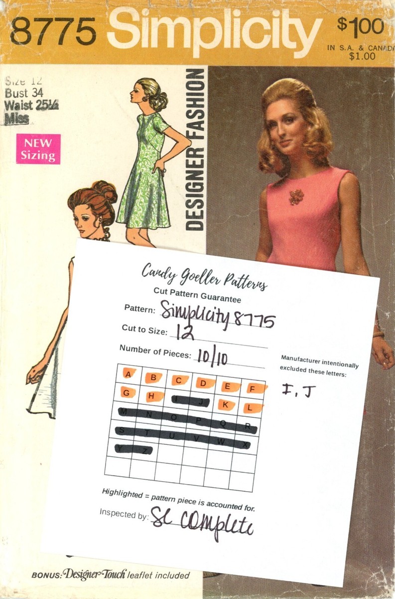 シェリーページ Simplicity 8775 Sleeveless A-Line Shell Dress & Side-Zip Pants Sz