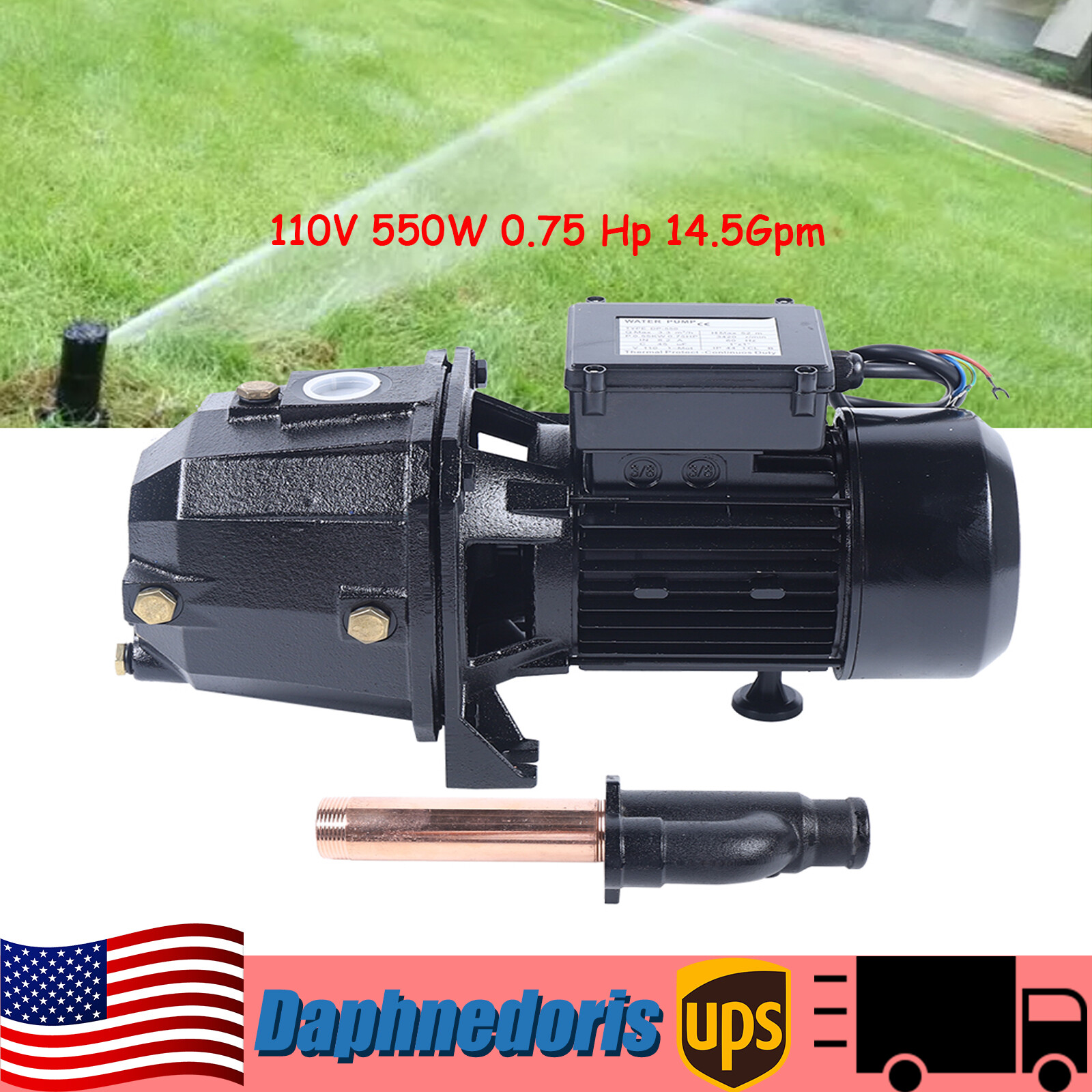 0.75Hp Well Water Pump Home Garden Irrigation Booster Jet Pump 14.5gpm 550w