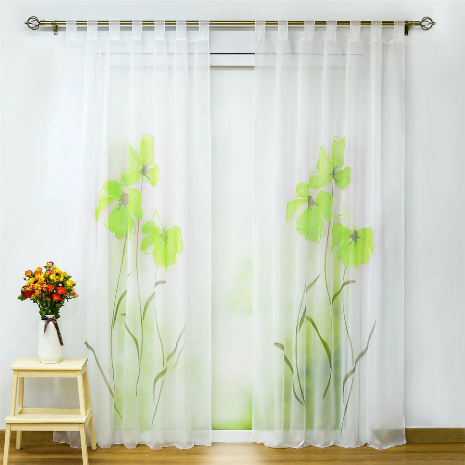 Gardinen mit Schlaufen Vorhang Dekoschals Ausbrenner Stores Transparent Voile - Bild 3 von 4