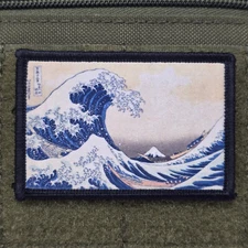 Great Wave Patch Moral Tactical Military Army USA Flag Hook & Loop