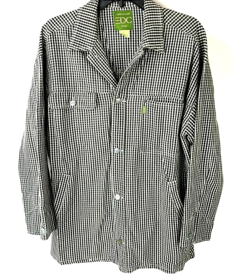 A genuine vintage Esprit EDC EspritDeCorp plaid jacket — peak early-90s hipster-grunge aesthetic in wearable condition.