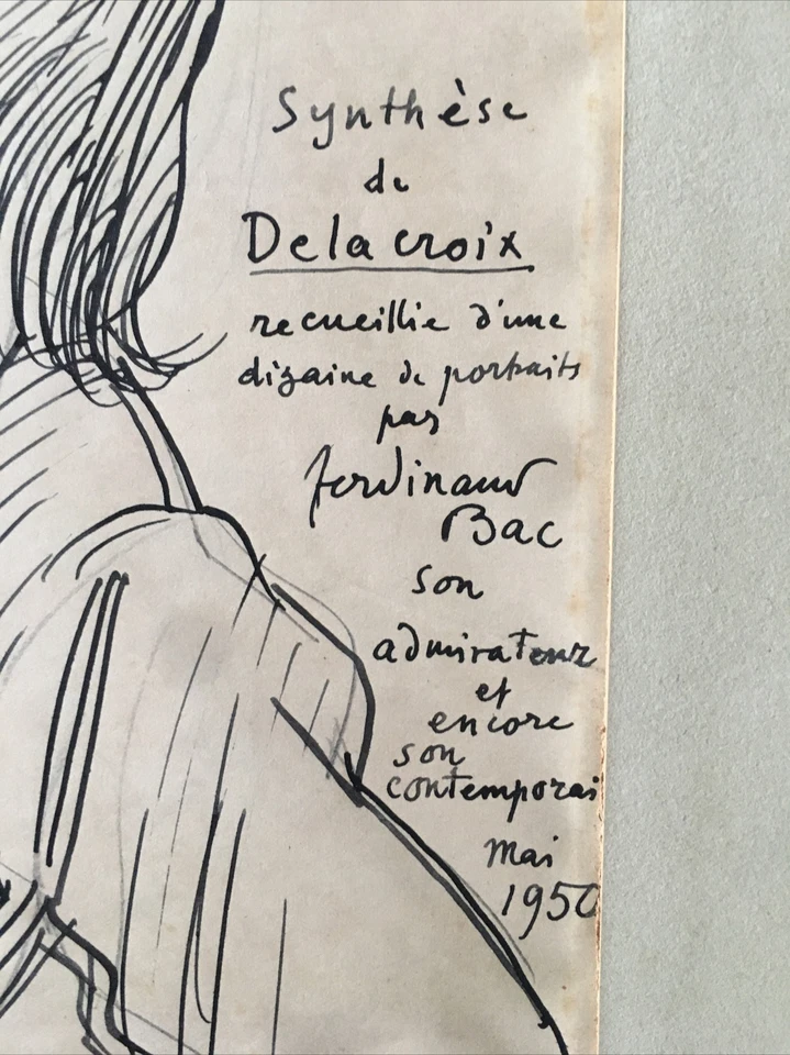 Ferdinand Bac (1859-1952) « Eugène Delacroix » dessin original 1950,signé - Photo 2/4