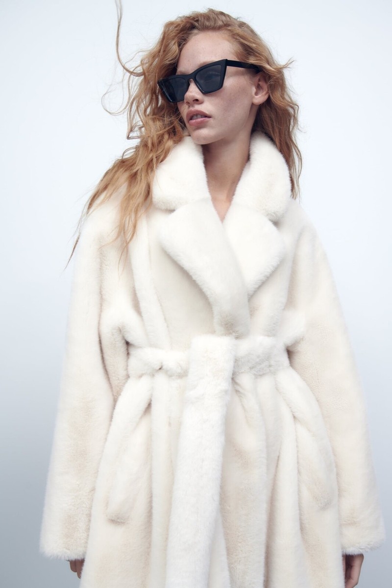 NWT ZARA IVORY FW22 ECRU OFF WHITE MINK LONG FAUX FUR COAT NWT ZARA IVORY FW22 ECRU OFF WHITE MINK LONG FAUX FUR COAT