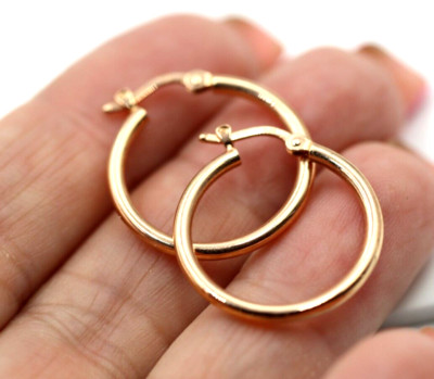 Kaedesigns Genuine 9ct Solid Rose Gold Hollow Hoop Huggies Earrings -Free Post