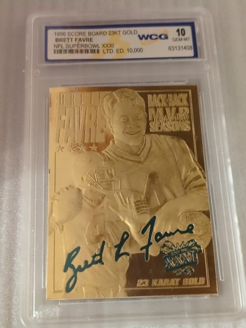 1997 Score Board Brett Favre 23kt Gold Card 1 Of 10000 Graded 10 Mint Gem