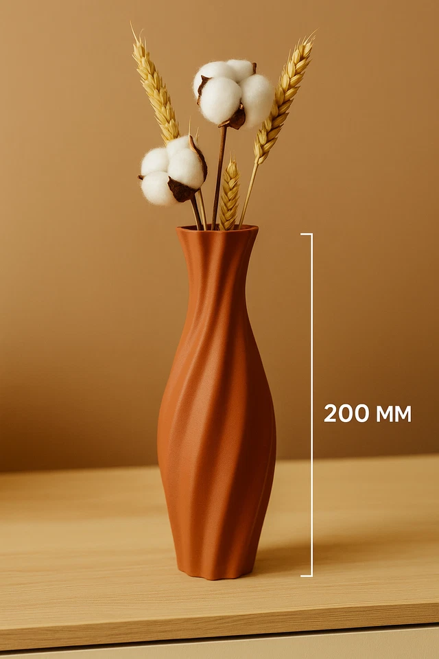 Терракотовая ваза с 3D-печатью современный витой минималистский домашний декор - Изображение 2 из 4