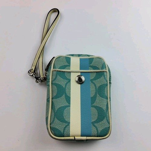 Coach Signature Camera Case Clutch Wristlet Blue