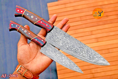 Custom Handmade CHEF KNIFE Set Kitchen Knives Cutlery Forged Damascus Steel 2065