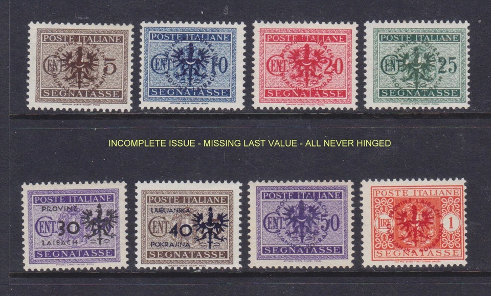 1944 LJUBLJANA GERMAN OCCUPATION POSTAGE DUE USED AND MNH INCOMPLETE SCT.NJ14-22 - Image 2 of 2