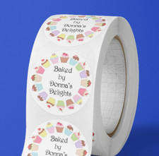 Baked by stickers. Personalised baking labels cake cook design gift packaging