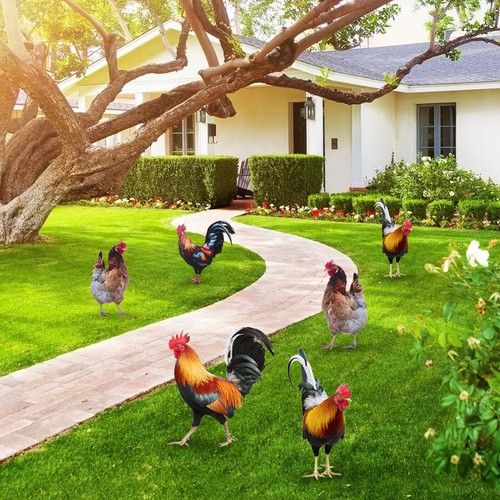 Unique Rooster Hen Chicken Statue Outdoor Garden Yard Art Figure Sculpture Decor - Picture 5 of 13