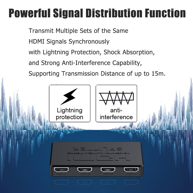 4 Port HDMI 4K Hub Multi Splitter & Amplifier For 3D HDTV 1080P 1 In 4 Out US - Foto 13