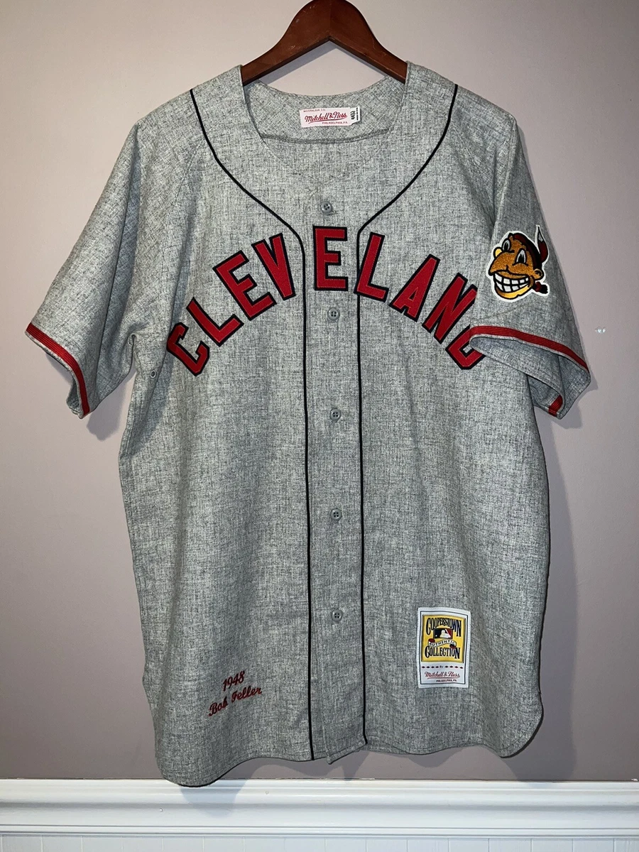 MITCHELL & NESS BOB FELLER CLEVELAND INDIANS 1948 THROWBACK JERSEY made  in USA