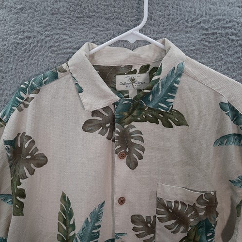 Island Shores Shirt Adult Large Tan 100% Silk Hawaiian Camp Tropical Beach Mens - Picture 8 of 8