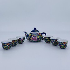 8 Piece Oriental Style Miniature Floral Tea Set