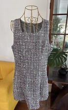Flirty Gray Tweed Mini Dress Sleeveless Ladies Size Large