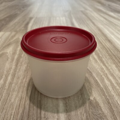 Vintage Tupperware Round Clear Semi Frosted  Storage Container 1493-13
