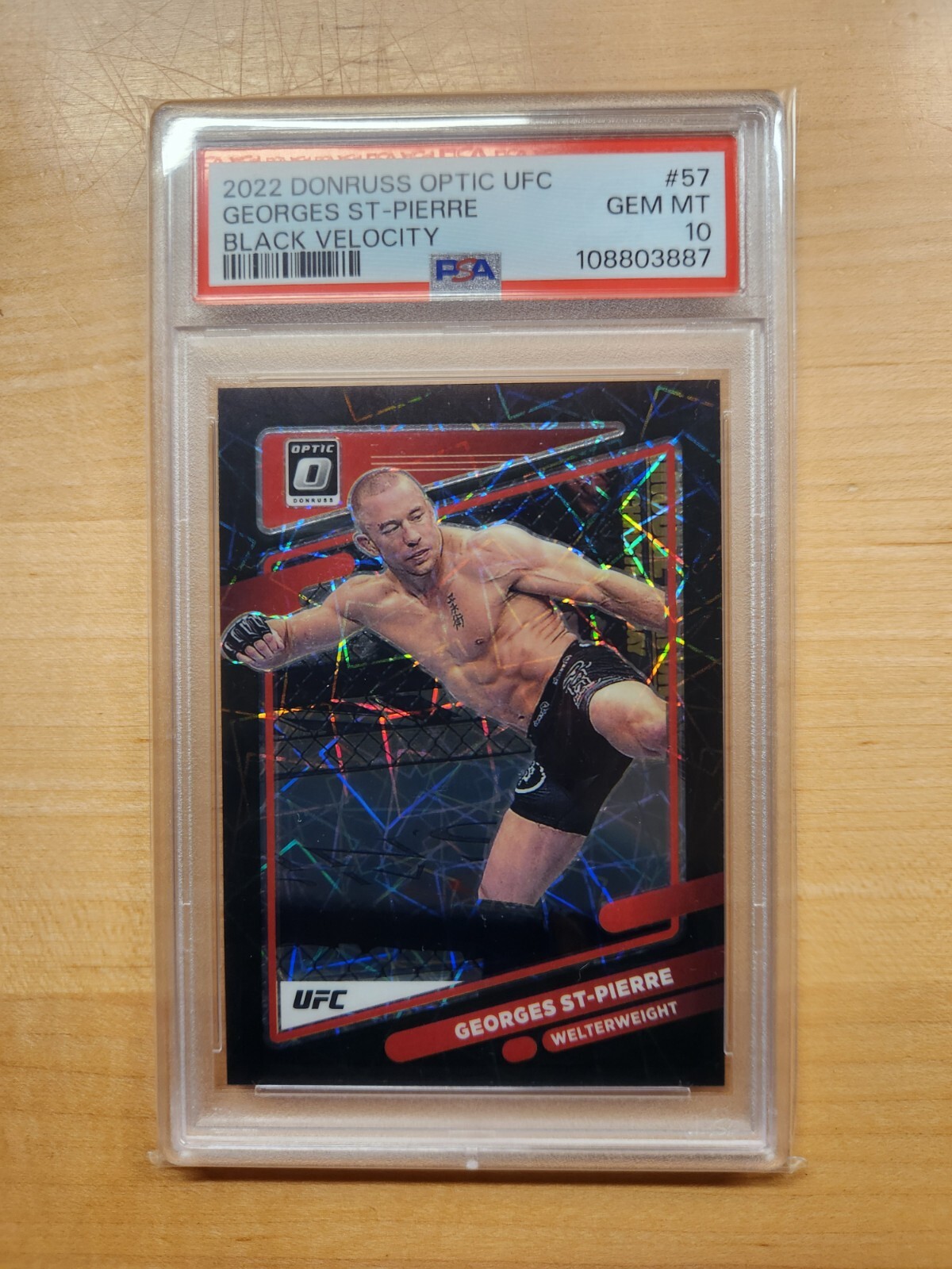 2022 Panini Donruss Optic UFC Black Velocity Georges St. Pierre 34/39 PSA 10 #57