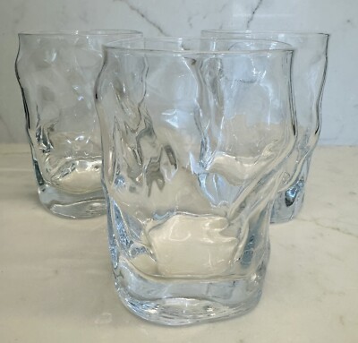 Set of 3 Bormioli Rocco Sorgente Drinking Glasses Thick Base - 10.25 Oz  Clear