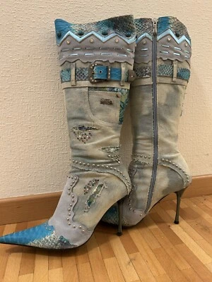 El Dante’s Boots Leather Patchwork Vintage Rare 90s Heels - Bild 1 von 4