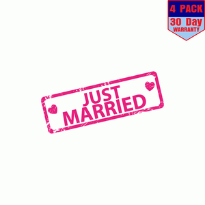 Just-Married-Wedding-4-Stickers-4x4-Inch-Sticker-Decal