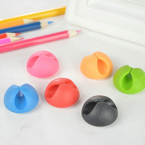 24 pièces organisateur de clip de câble de bureau coloré à fente unique gestion du cordon de table - Photo 7/11