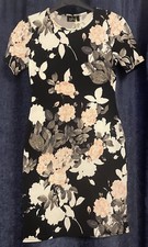 Black Flower Patterned Bodycon Dress size 10