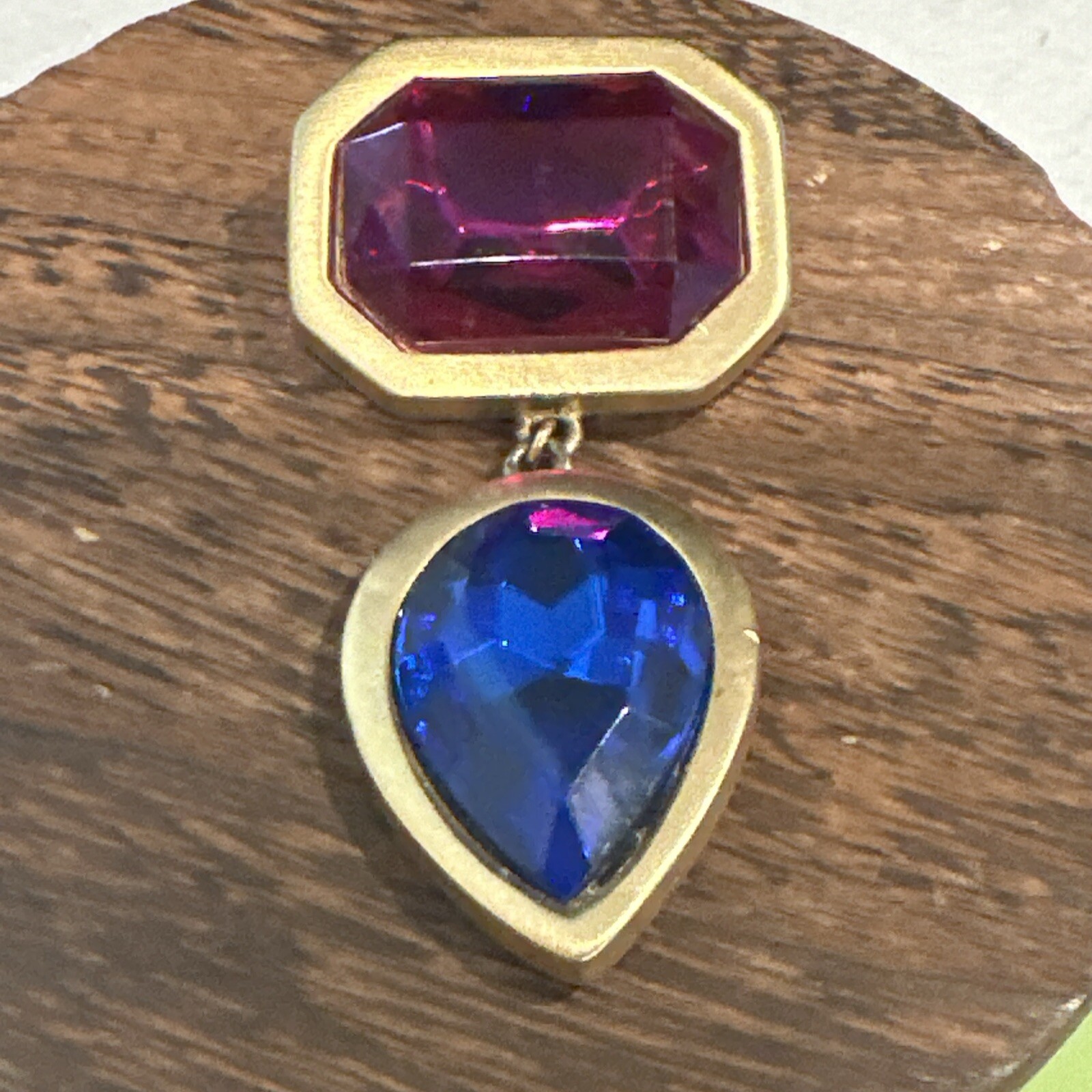 vintage kenneth jay lane Kjl Glass Cabochon Brooch - image 1