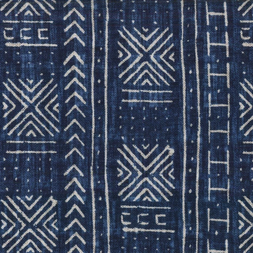 P/K Lifestyles MALI MUD CLOTH INDIGO Linen/Rayon Blend Geometric Tribal Fabric