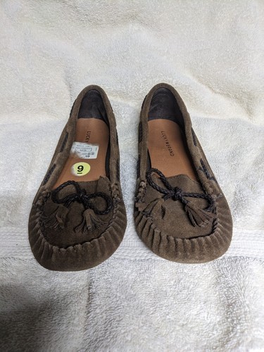 Lucky Brand Alecks Leather Upper Brown Suede Tassel Rubber Sole Moccasin 9M