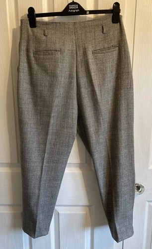 Per Una Grey Mix Check Wool Blend Tapered Trousers UK14 - Picture 6 of 14