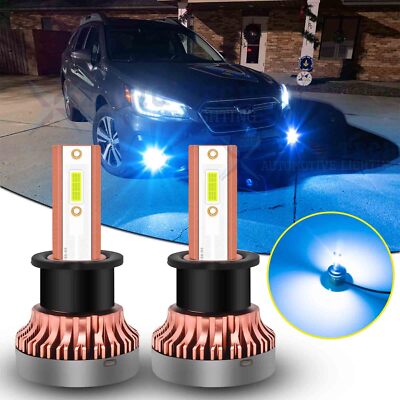 2x H3 LED Fog Light Bulbs Kit Super Bright 60W 8000K Ice Blue Car Driving Lamps