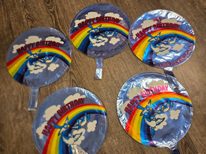 Happy Birthday Bluebirds Rainbow Vintage Mini Small Mylar Balloons Set of 5