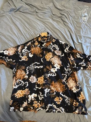 Many Flowers Cuban Shirt - Black/combo- Fashion Nova Men s Sz XL