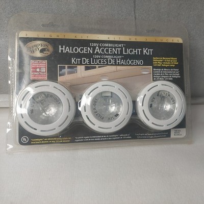 Hampton Bay Halogen Accent Lights 3 Light Kit 120V Model 148-652 white NEW