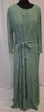 FAT FACE Womens 3/4 Sleeve Maxi Dress UK 16 Green Floral Viscose Belt Floral