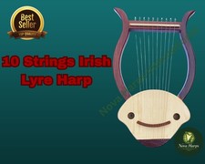 10-String Handmade Irish Lyre Harp   New Design Wooden Musical Instrument