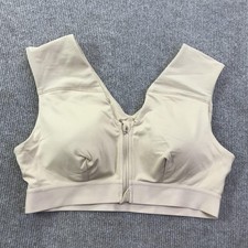 Tommie Copper Sports Bra Womens XL Beige Zip Front Copper Znergy Support Posture