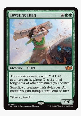 Towering Titan | MTG TDC | Green Giant Defender Trample Commander Mythic | NM