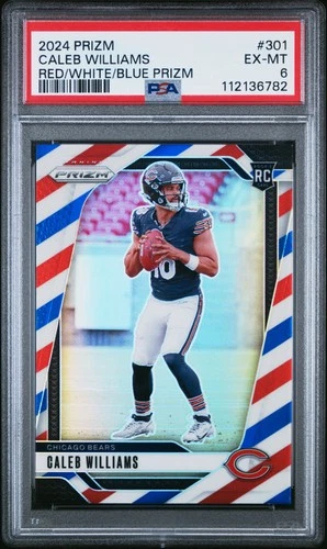 2024 PANINI PRIZM RED/WHITE/BLUE PRIZM #301 CALEB WILLIAMS PSA 6