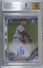 2019 Bowman Chrome Prospect Refractor 82/499 Will Stewart BGS 9 MINT Auto 1p5