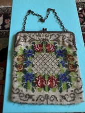 Antique Victorian Era Floral Beaded Bag