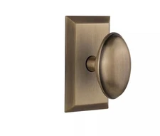 Nostalgic Warehouse Studio Plate with Homestead Knob, Privacy - 2.375", Antiq...