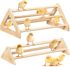 2 Pcs Long Pine Wooden Chick Perch Set, Strong Pine Wood Roosting Bar with Ho...