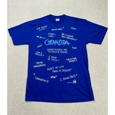 Vintage 1995 Jerzees Grandpa T Shirt Mens Large Blue Zany Products Made in USA